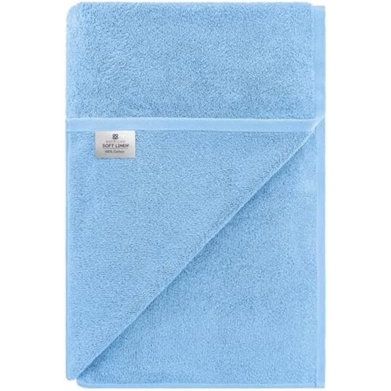 Soft Linen Oversized Bath Sheet 40X80 Extra Large For Bathroom, 600 GSM 100% Cotton Turkish Jumbo Bathsheet Towels For Adults, Sky Blue Bath Sheet