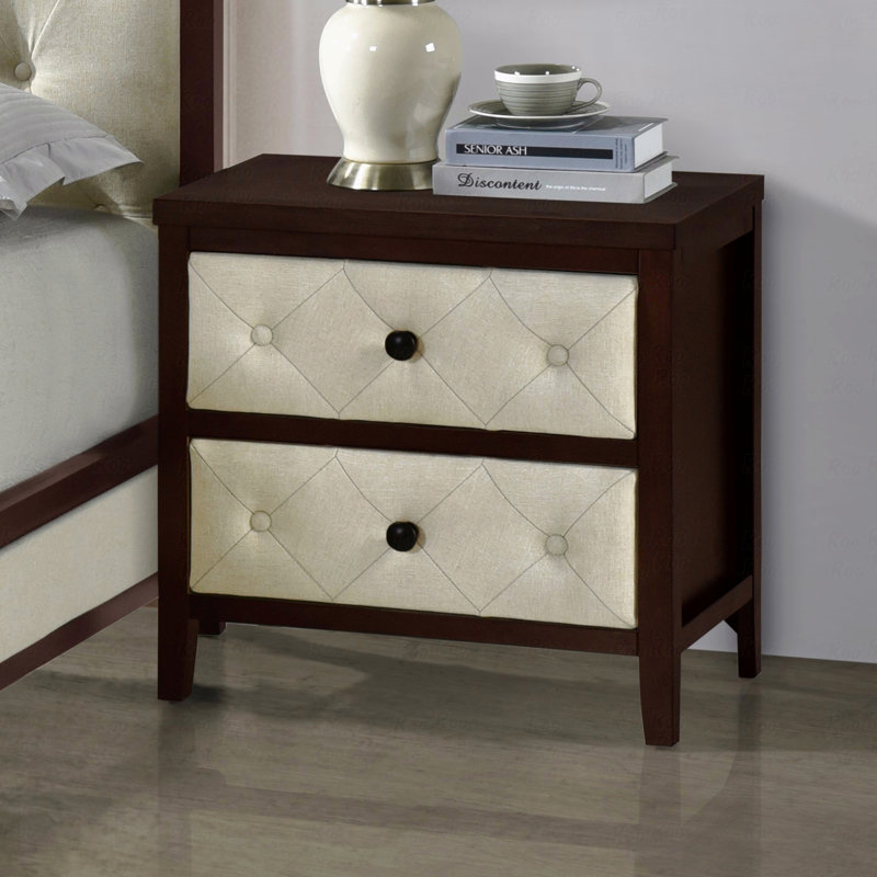 Bedroom Nightstand 1Pc Designed Drawers Fronts Modern, Espresso