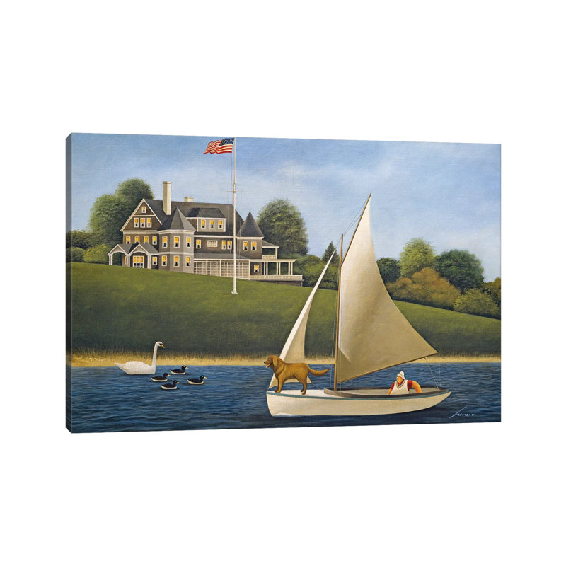 Sailing With Dog by Lowell Herrero - Wrapped Canvas Painting, 20.32 cm H x 30.48 cm W