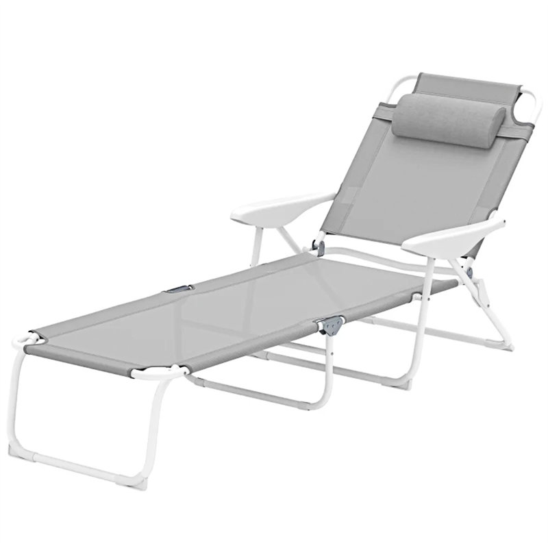 Outdoor Folding Chaise Lounge Chair, Gris clair