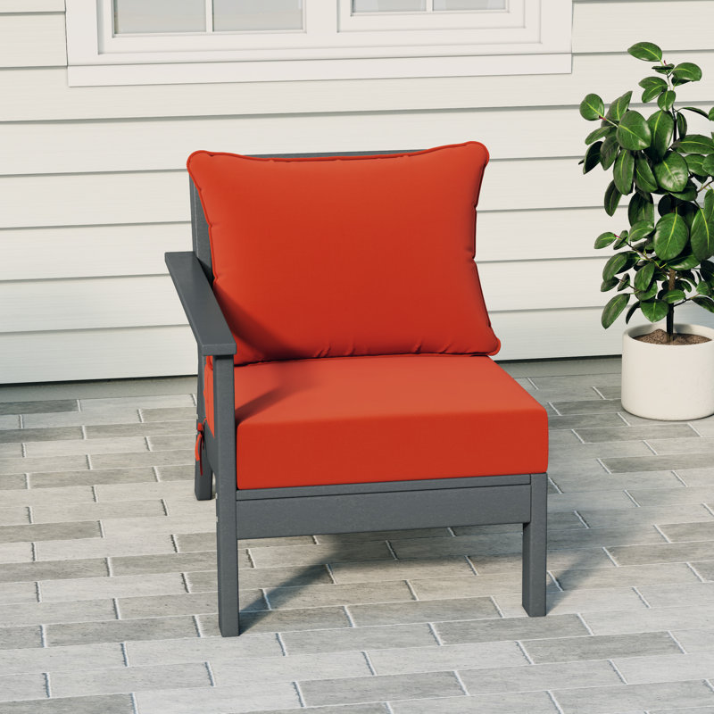 Chaise avec accoudoirs profonds à gauche avec coussins, Grey, Orange