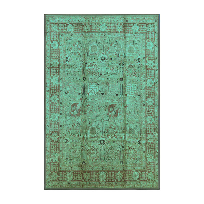Tapis oriental en laine / polyester tissé à la machine en bleu, Rectangle 8 pi x 10 pi