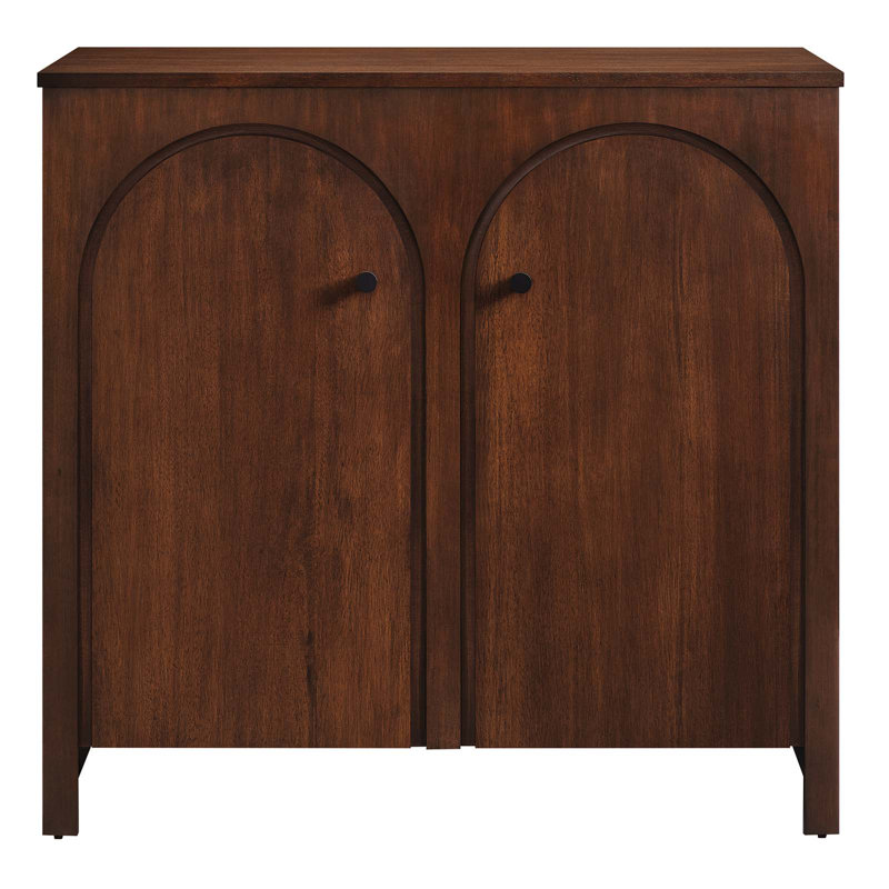 Appia Walnut Wood 36.2" Arched Door Storage Cabinet with Adjustable Shelves