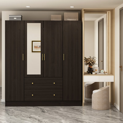 Armoire l 63 po avec miroir et poteaux suspendus