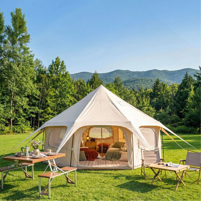 Tente de style cloche 600D 14,8 pi x 9,2 pi avec cric pour camping familial