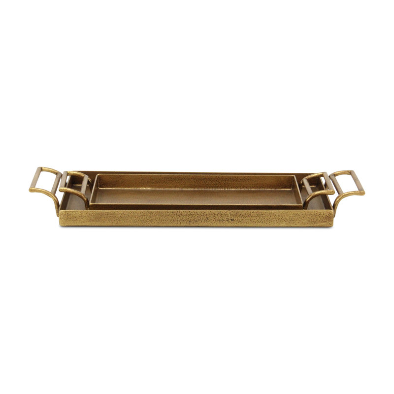 Ensemble de 2 plateaux en fonte dorée Lunette