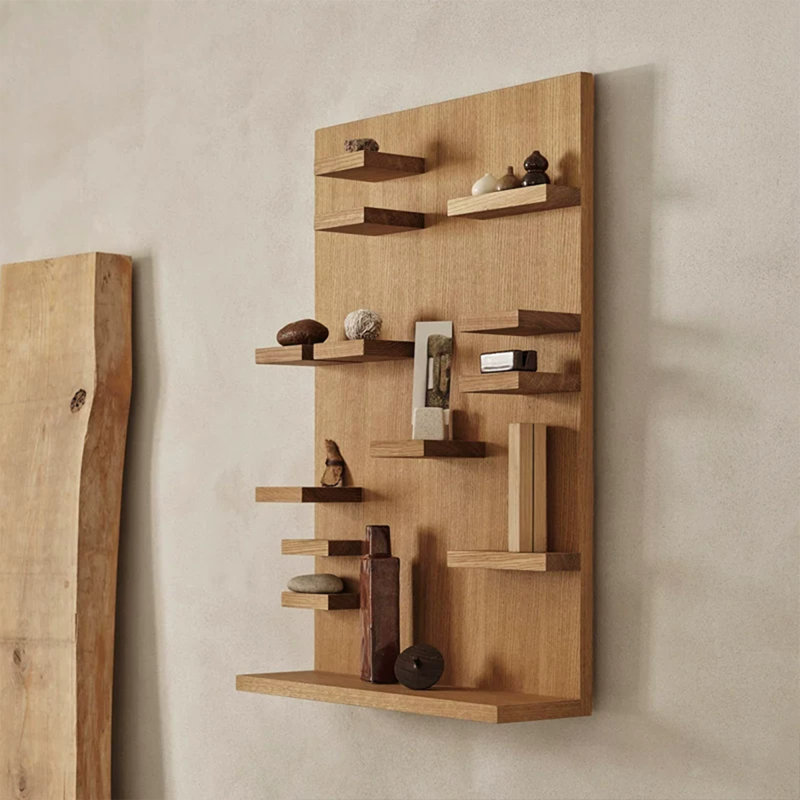 Étagère murale à 8 niveaux en bois massif et bois composite, de style moderne, idéale pour la chambre à coucher, la salle de bain, la cuisine ou le salon.
