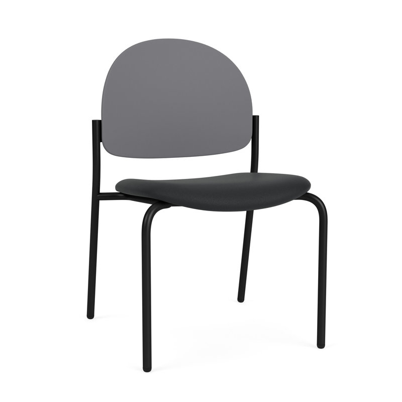 Chaise d'invité sans accoudoir Chat Chat, Noir, Modène graphite / gris silex polyester