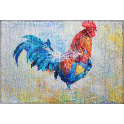 Premium Machine Washable Clemie AMF156 Blue Rug