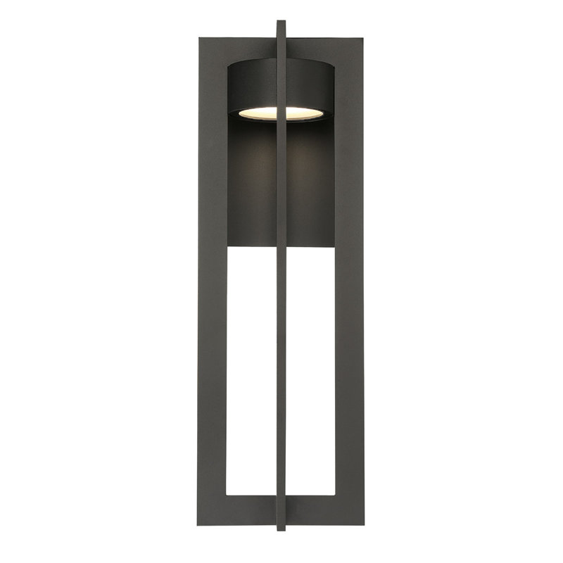 Chamber LED Outdoor Armed Sconce, Bronze, 16" H x 7" W x 8" D