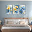 «Blue and Yellow Floral», reproduction d'art sur toile abstraite (ensemble de 3)-118089023