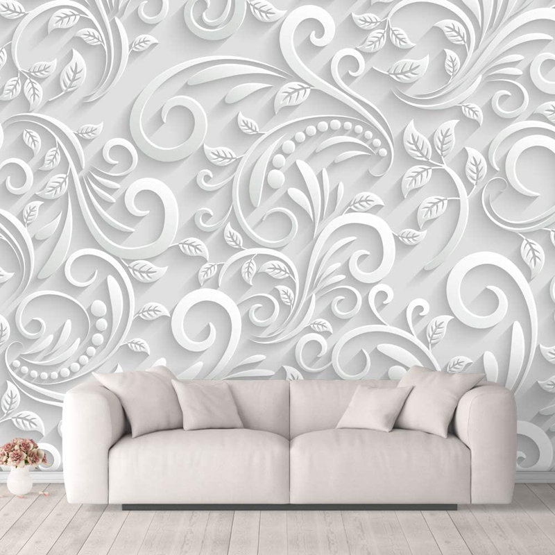 Modern Abstract Peel & Stick Floral Border, 100" L x 144" W