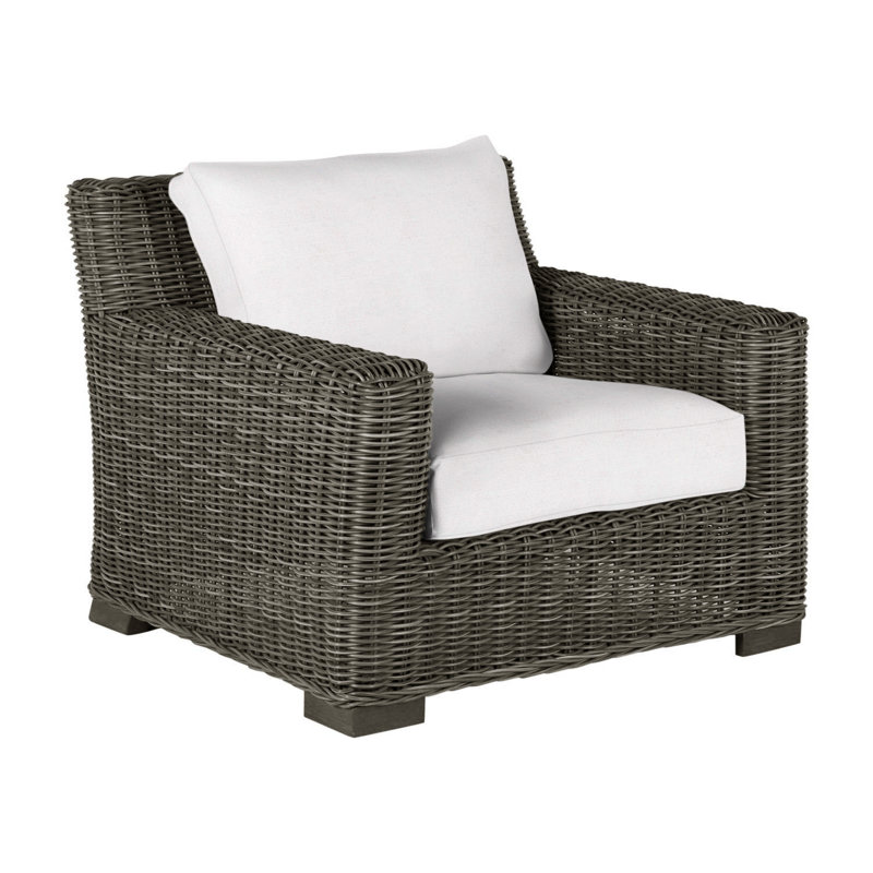 Rustic Woven Lounge Chair - Slate Gray, Slate Gray, No Welt, Linen Snow
