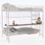 Lit superposé double au-dessus d'un lit double avec bureau intégré et éclairage à DEL - conception loft peu encombrante pour enfants et adolescents, structure robuste, assemblage facile, parfait pour les chambres à coucher et les dortoirs