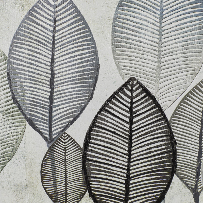 «Black and White Veine Leaves», reproduction encadrée, Beige / noir, L 55 po x H 27 po, Chrome