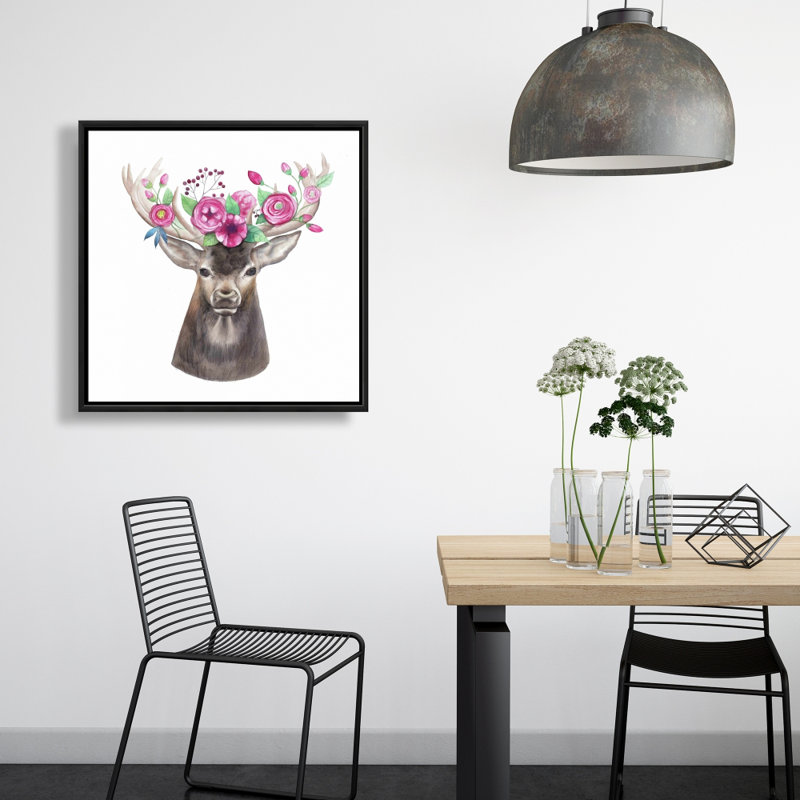 " Deer Head With Flowers "