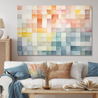 Motif de cubes multicolores II - art mural géométrique