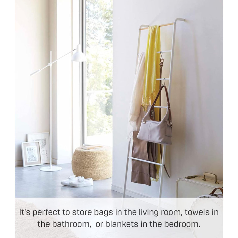 Space-Saving Steel Leaning Ladder Rack For Modern Home Storage And Organization