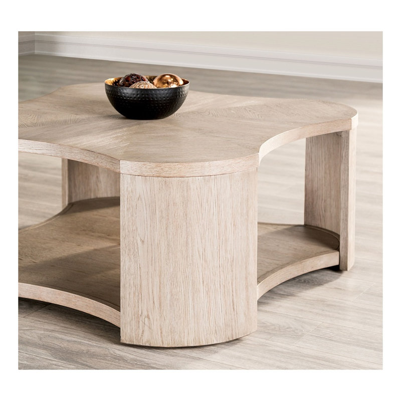 Table basse en chêne moderne avec rangement ouvert et roulettes 1pc