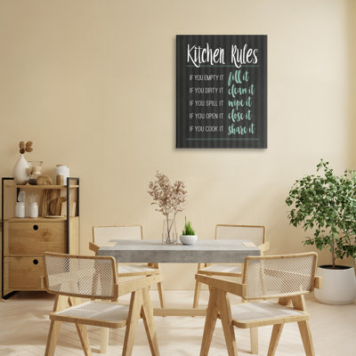 Kitchen Rules Black & Green Canvas, design by Lettered and Lined