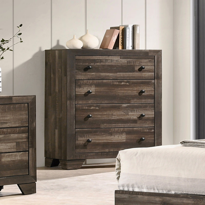 Mobilier de chambre à coucher 1 pièce 4 tiroirs, Brun