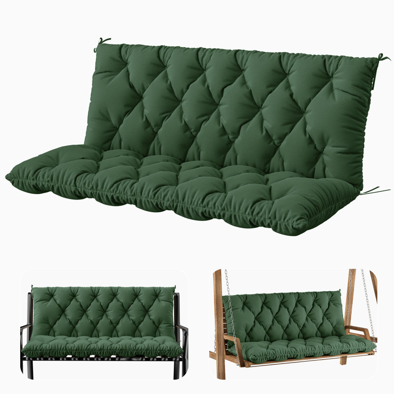 Wynee Porch Swing Cushion and Outdoor Bench Cushion, Only Cushion, Olive Green, 59.5" W x 20" D