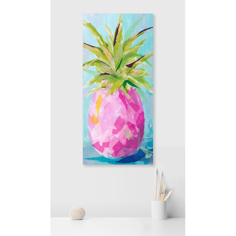 «Pink Pineapple», reproduction de peinture acrylique, H 36 po x l 18 po, Canevas