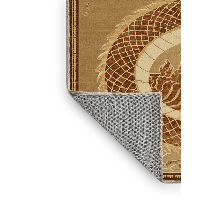 Tapis oriental classique beige lavable à la machine Pauleta - reliure beige, 6 po de diamètre
