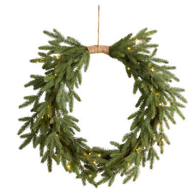 Faux Lighted Fir 24'' Wreath