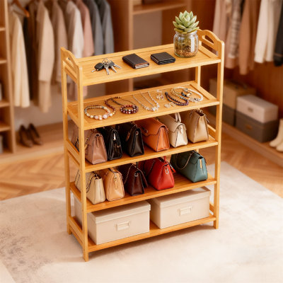 5-Tier Bamboo Shoe Rack Organizer - Free Standing Storage Shelf With Wide Space For Entryway, Closet, Hallway - Easy Assembly, Natural Finish