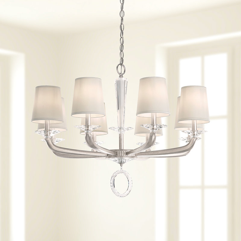 Emilea 8 - Light Glass Chandelier, Antique Silver