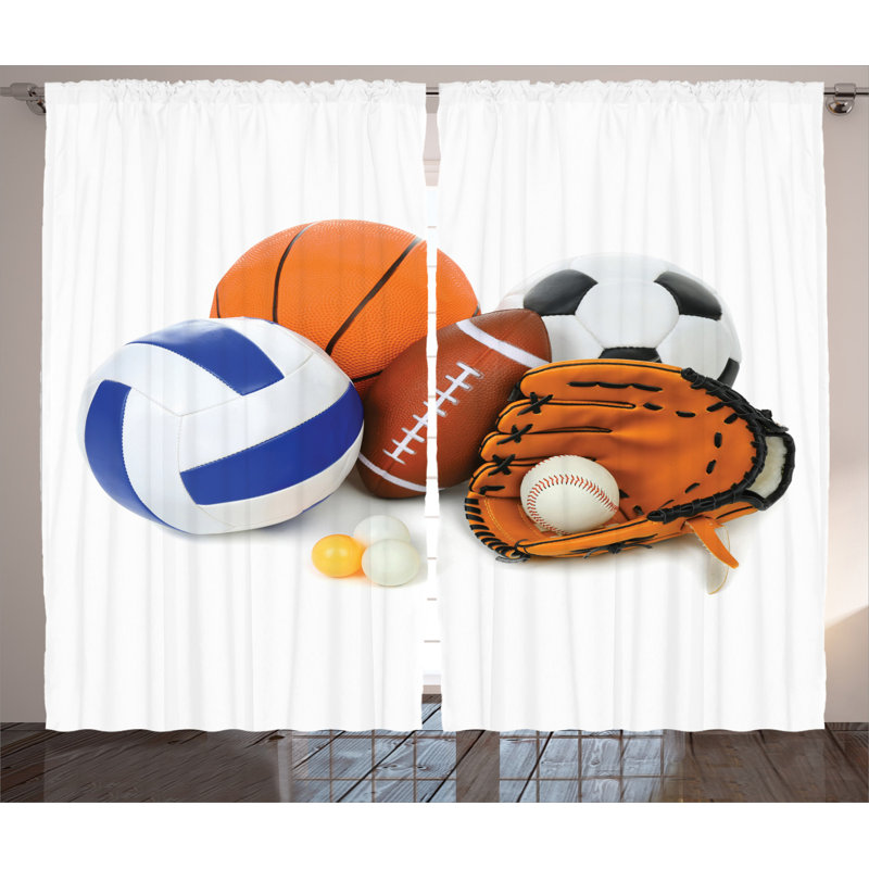 Sports Semi-Sheer Rod Pocket Curtain Panels, 54" x 90"