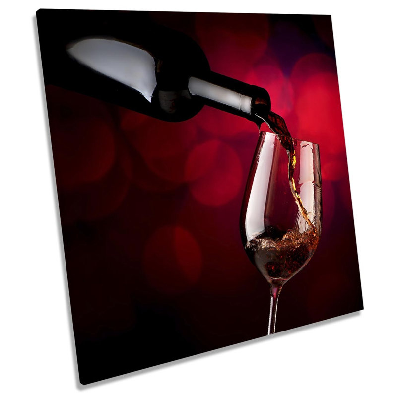 Z0432 Wine Pour Kitchen Glass - Wrapped Canvas Print, 40.6cm H x 40.6cm W x 2cm D