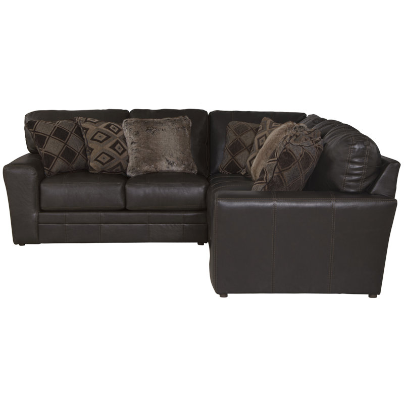 Andrienne 2 - Piece Top Grain Italian Leather Match Sectional, Brown Leather Match