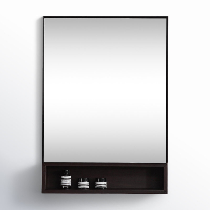 Bergen 24" Medicine Cabinet, Matte Black/Dark Walnut