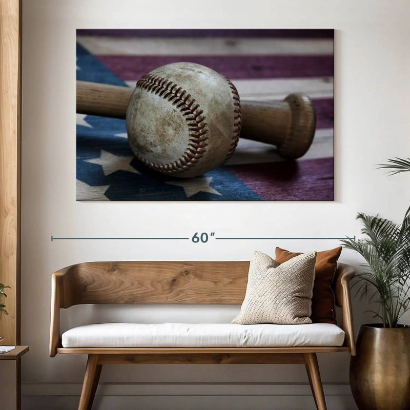 Drapeau de la batte de baseball Sireci, États-Unis, H 34 po x l 51 po