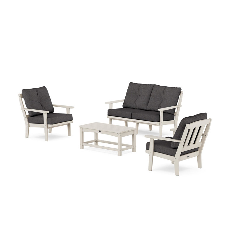 Cape Cod 4-Piece Deep Seating Set with Loveseat, Sand Castle, Ash Charcoal Revolution®