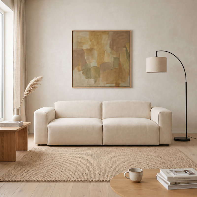 Milky 3 Seater Sofa Bed, Cream MANILA 02