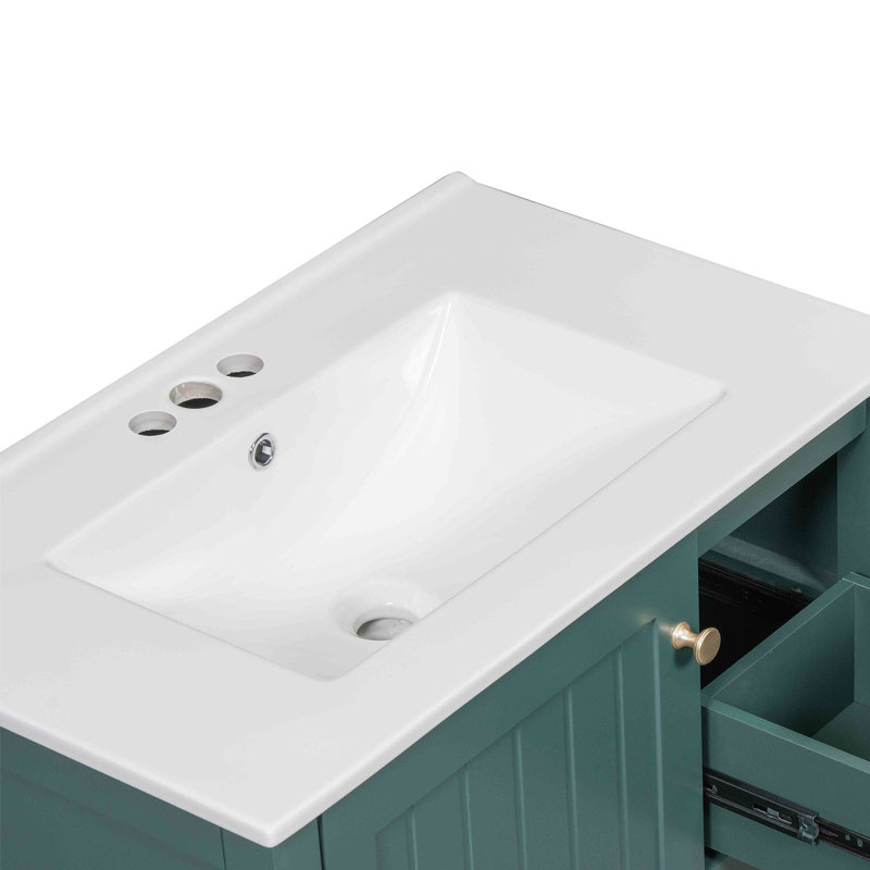 Ensemble de meuble-lavabo simple 30 po avec plateau Adalea, Vert