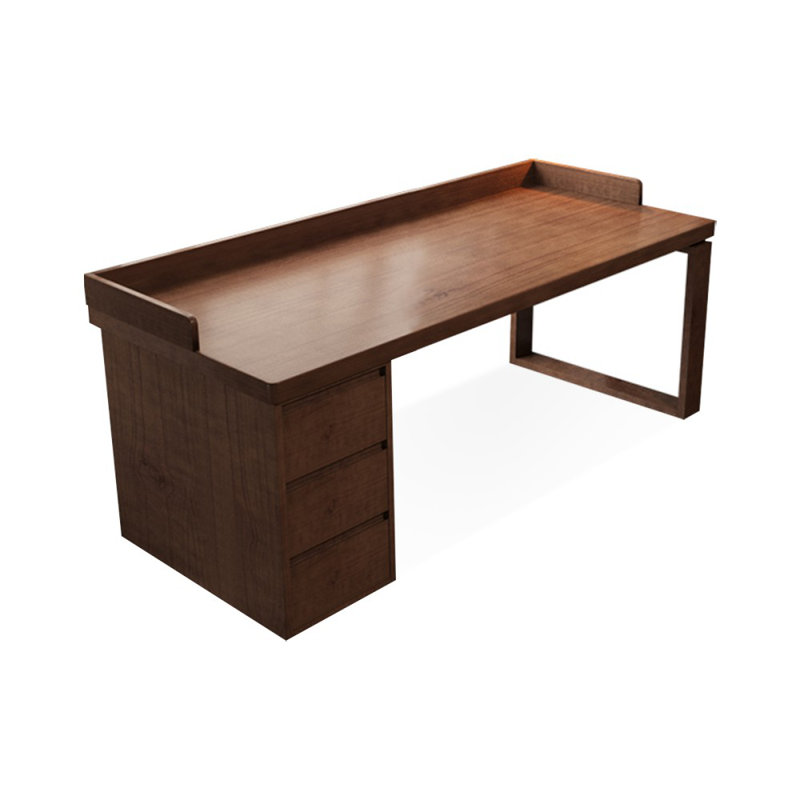 Bureaux rectangulaires en bois massif noyer, Retour à gauche, H 29,53 po x l 78,74 po x P 23,62 po