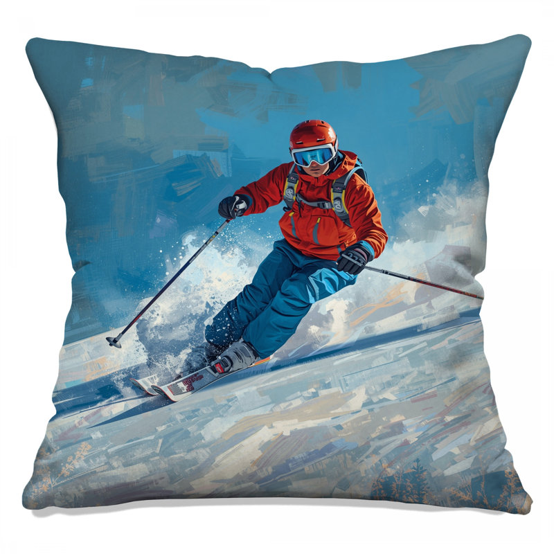 Coussins Skier In Action, 14 X 14 pouces