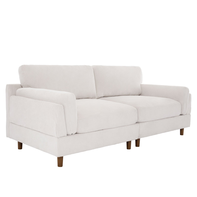 Ainara 90.3'' Square Living Room Sofa, Beige Performance Corduroy