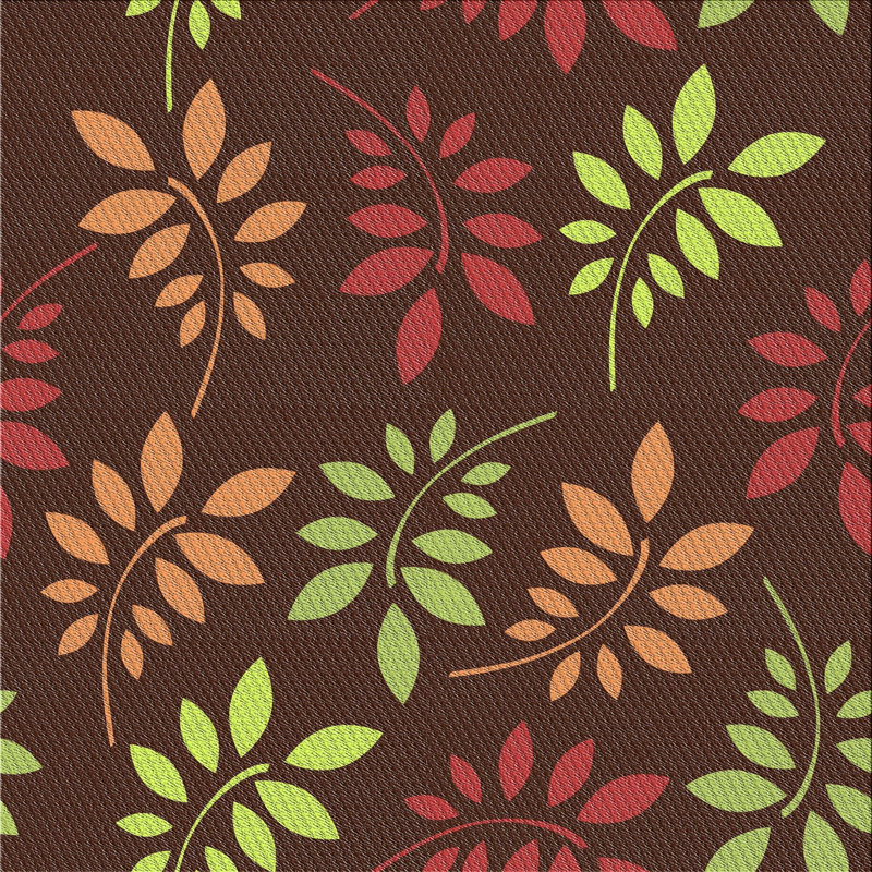 Laine tissée à la machine florale et polyester brun/vert/rouge Tapis décoratif, Carré 5 pi