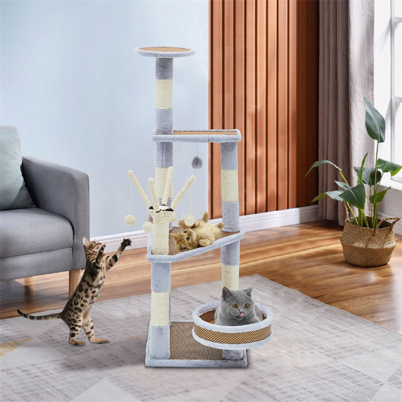 122cm H Cat Tree, Light Grey