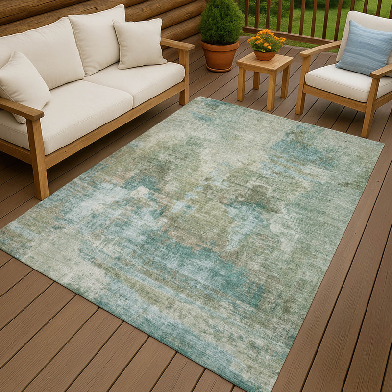 Machine Washable Indoor/Outdoor Efimenko ACN2300 Abstract Rug, Rectangle 2'6" x 3'10"