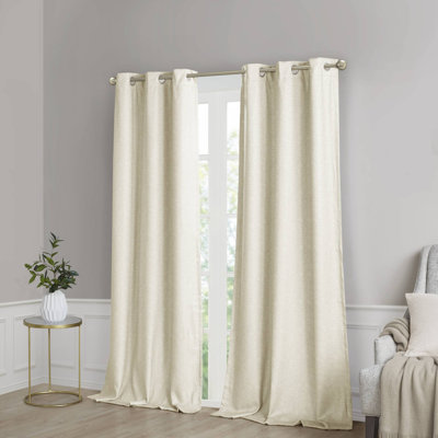 Sashay Faux Silk Ivory Room Darkening Curtain Panel Pair 42x95"