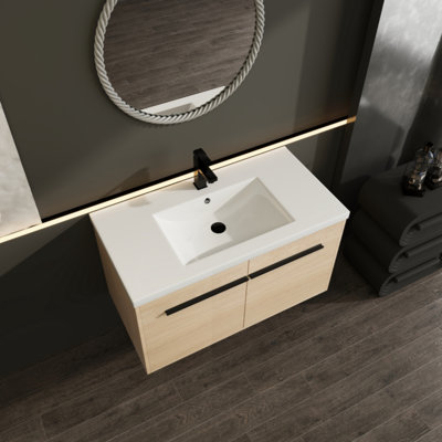 Ensemble de meuble-lavabo simple 35,43 po avec plateau en céramique Inge