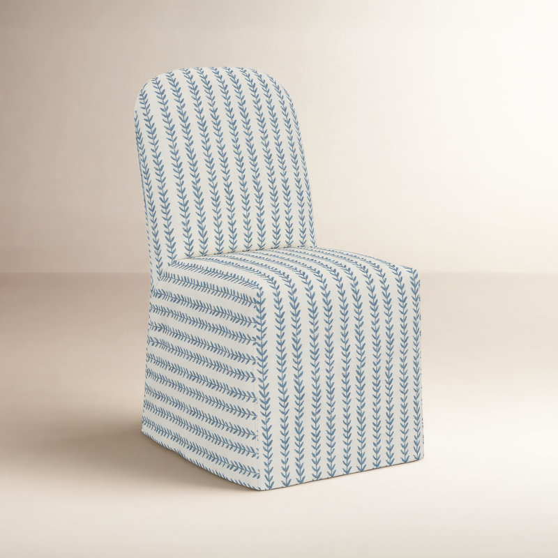 Velma Maggie Slipcover Dining Chair, Vine Stripe Dusty Blue