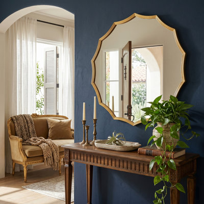 Art Deco Gold Scalloped Metal Wall Mirror