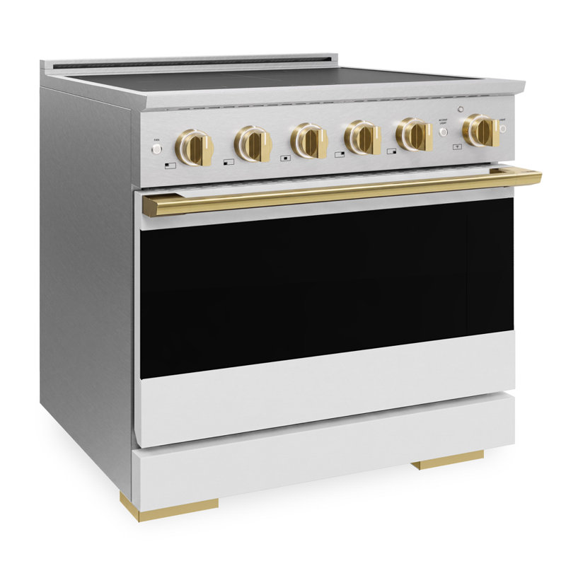 ZLINE Autograph 36 in. Marino Induction Range with 5 Element Cooktop and Polished Gold Accents